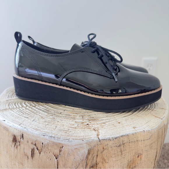 Mix No. 6 Women's Slide Oxford Lace Up Wedge Black Patent Leather Round Size 7.5 - Picture 2 of 12